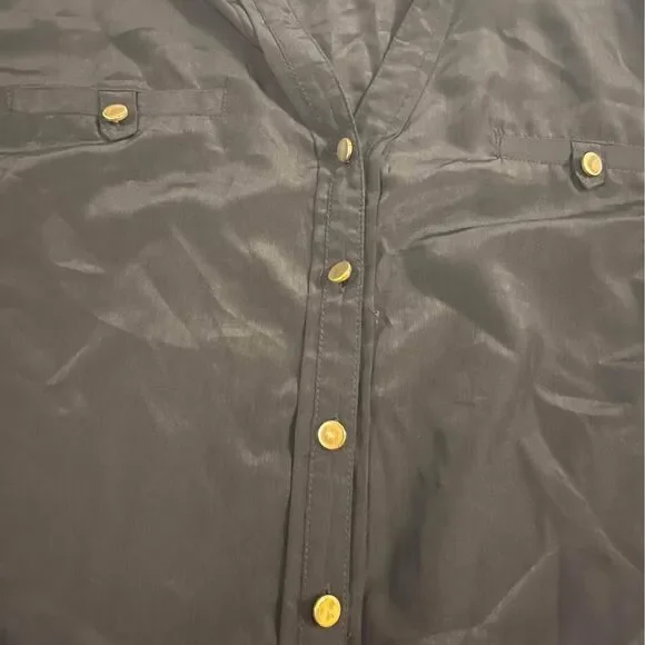 notations black womens blouse with buttons - Picture 3 of 5